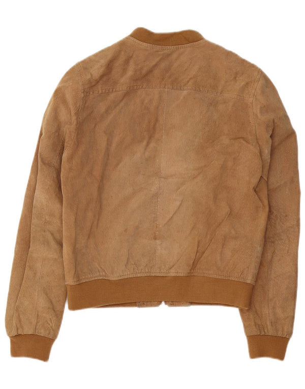 Giacca bomber in pelle scamosciata da donna STRADIVARIUS UK 14 Pelle beige media
