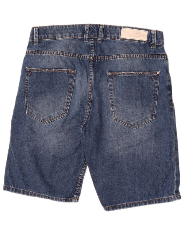 Zara Mens Denim Shorts EU 42 Large W32 Blue Cotton