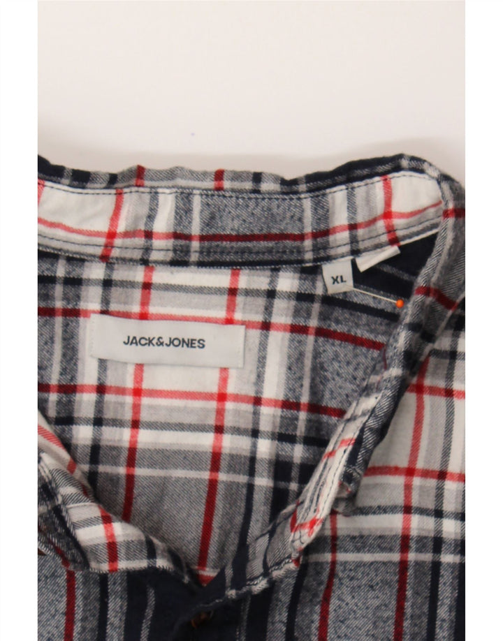 JACK & JONES Mens Flannel Shirt XL Navy Blue Check Cotton Vintage Jack & Jones and Second-Hand Jack & Jones from Messina Hembry 
