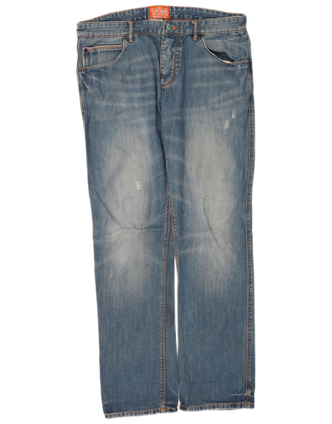 Jeans dritti invecchiati da uomo Superdry W34 L32 cotone blu
