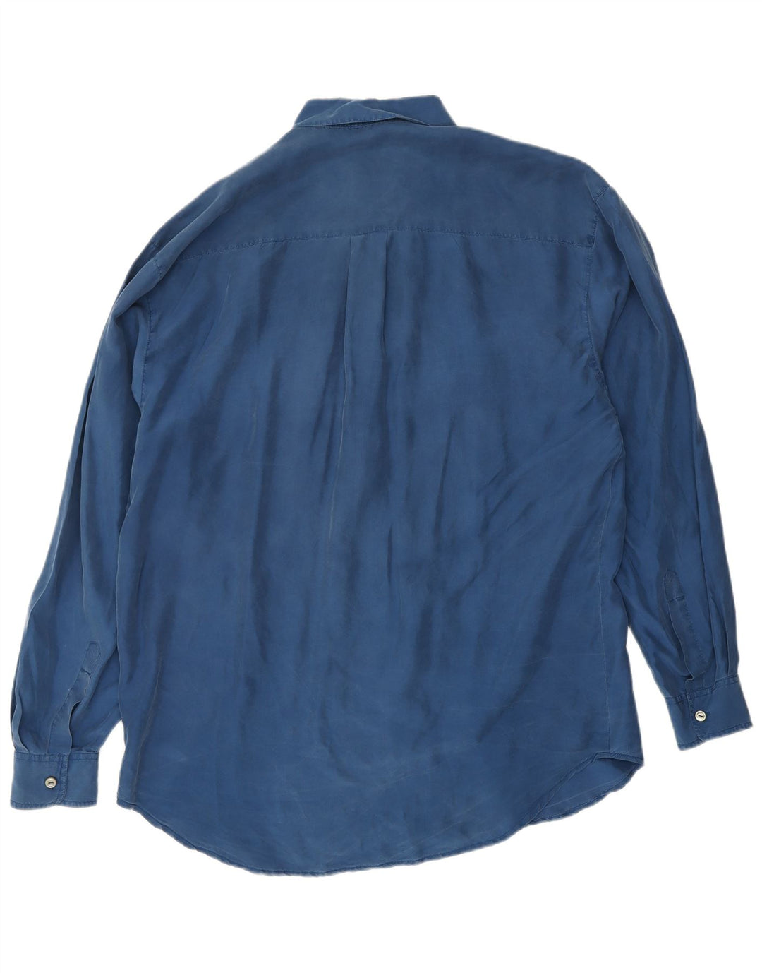 Camicia da uomo VINTAGE in seta blu medio