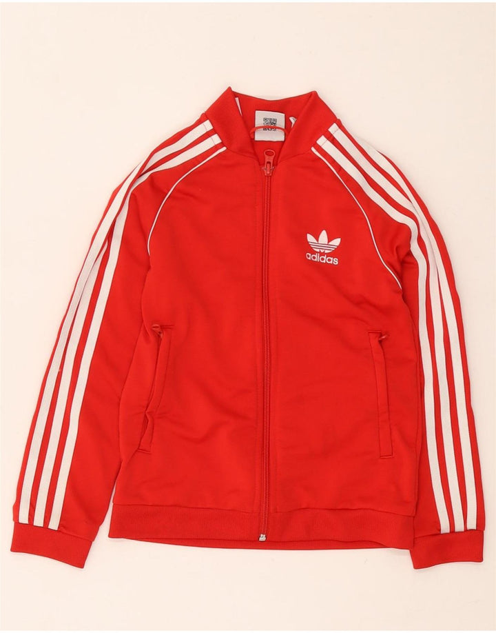 Giacca Top della tuta da ragazza Adidas 7-8 anni in poliestere rosso