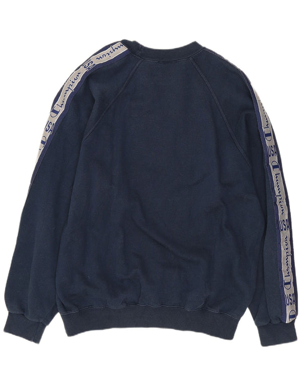 CHAMPION Mens Graphic Sweatshirt Jumper Medium Navy Blue Cotton