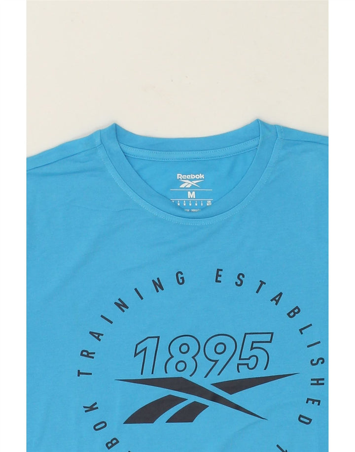 REEBOK Mens Graphic T-Shirt Top Medium Blue Polyester Vintage Reebok and Second-Hand Reebok from Messina Hembry 