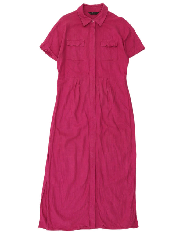Abito camicia a maniche corte maxi da donna Marks & Spencer UK 10 piccolo rosa