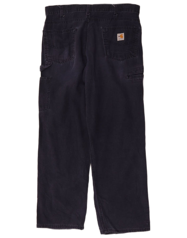 Carhartt Mens Straight Cargo Trousers W34 L30 Navy Blue Cotton