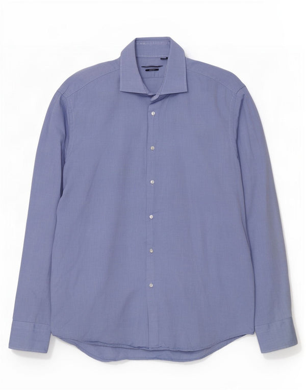 Camicia da uomo vestibilità regolare Hugo Boss taglia 43 17 XL cotone blu