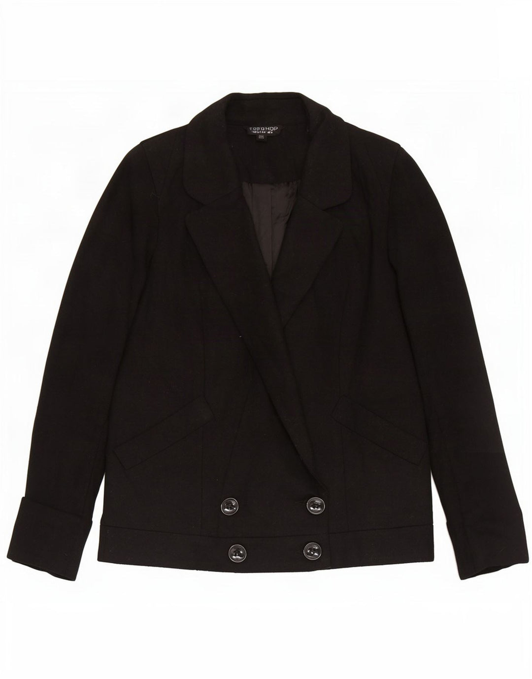 Giacca blazer doppiopetto da donna Topshop UK 8 piccola lana nera