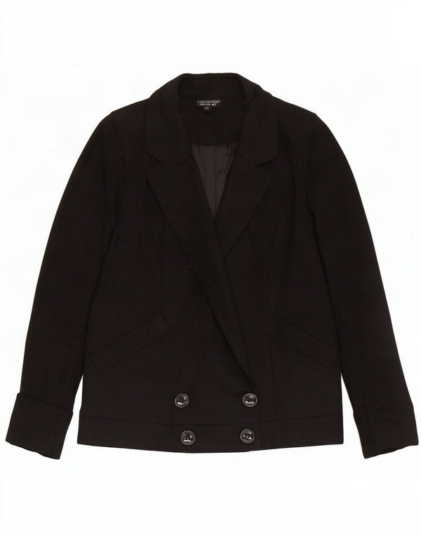 Giacca blazer doppiopetto da donna Topshop UK 8 piccola lana nera