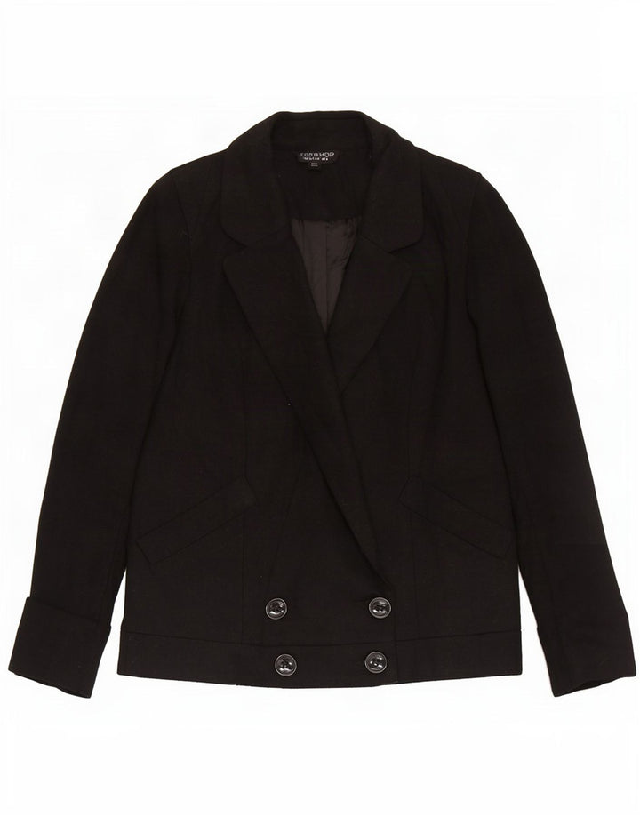 Giacca blazer doppiopetto da donna Topshop UK 8 piccola lana nera