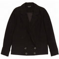 Giacca blazer doppiopetto da donna Topshop UK 8 piccola lana nera