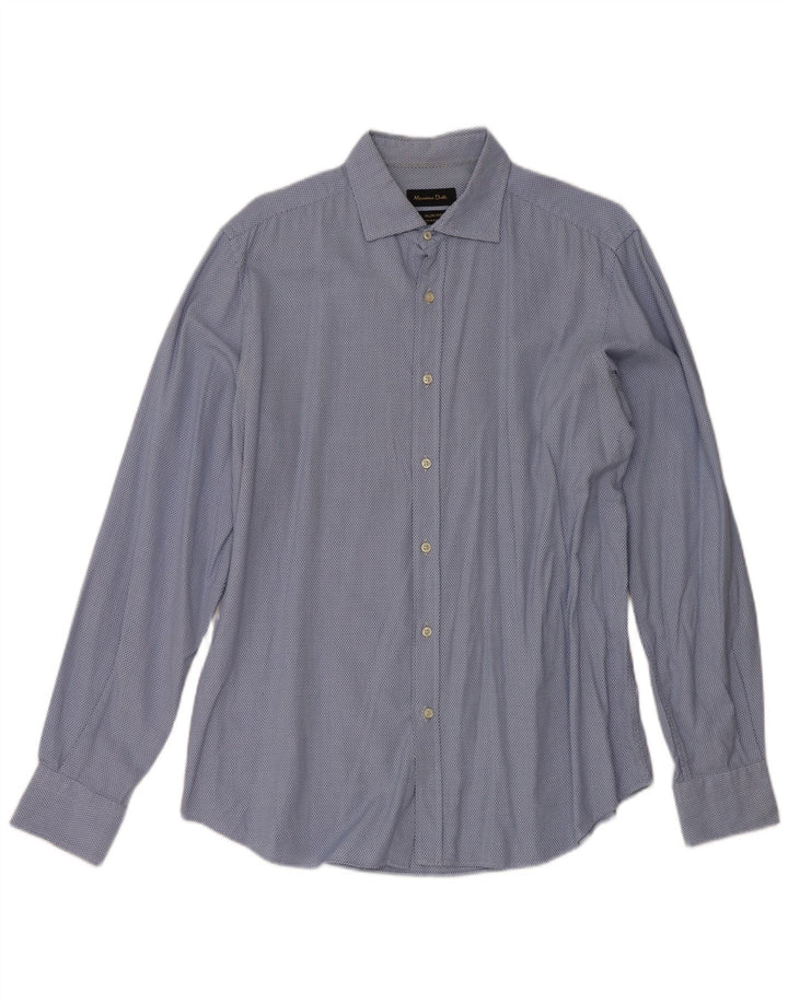 Camicia da uomo slim fit Massimo Dutti grande blu geometrica