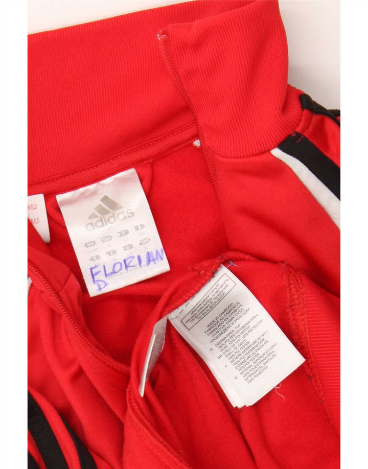 Giacca da tuta da ragazzo Adidas 15-16 anni in poliestere color block rosso