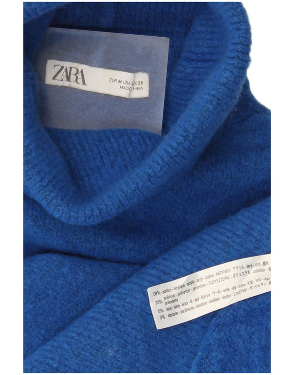 Maglione maglione oversize con collo alto da donna Zara UK 14 Acrilico blu medio