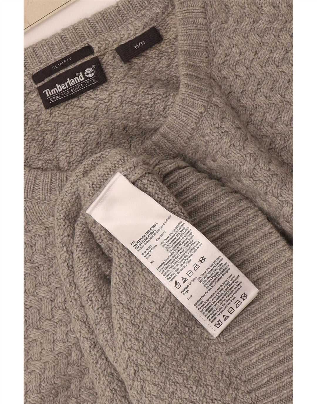 Timberland Maglione da uomo slim fit con scollo a barca in viscosa grigio medio