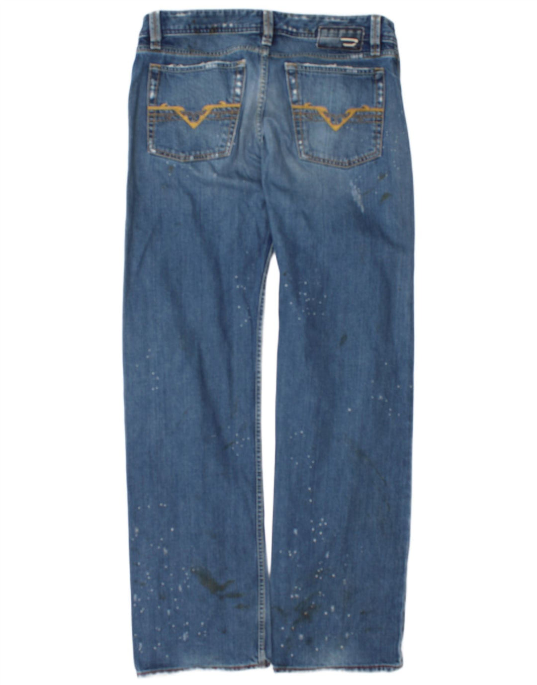 Jeans dritti invecchiati da uomo Diesel W34 L34 in cotone blu