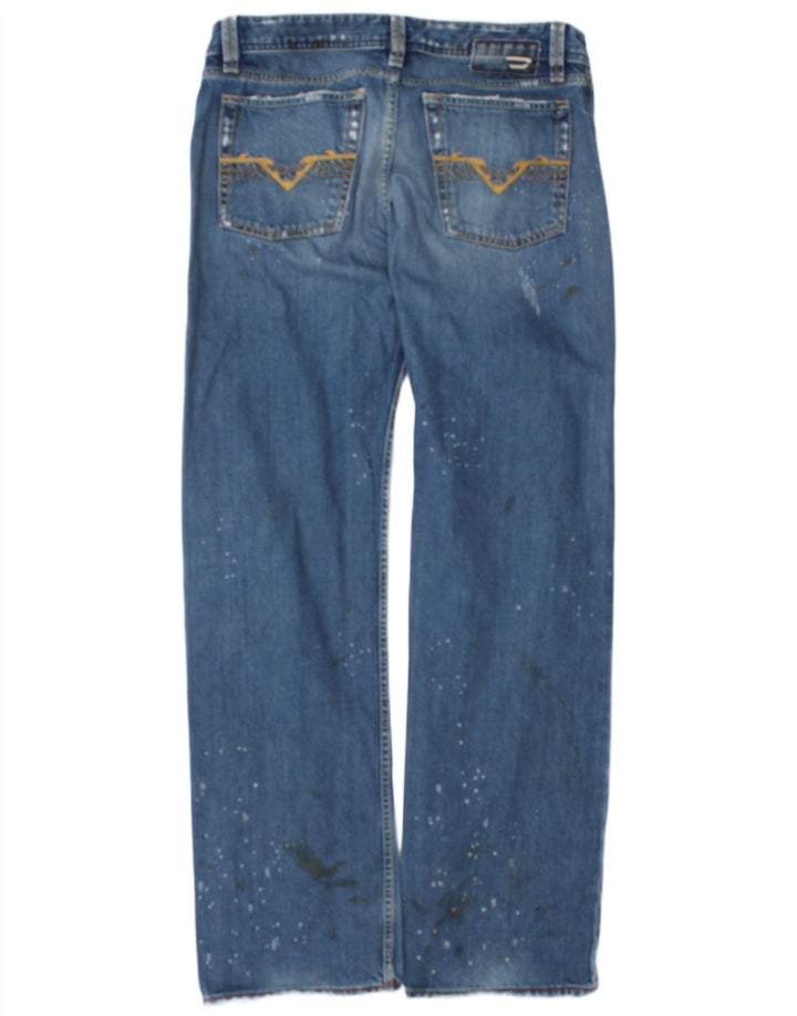Jeans dritti invecchiati da uomo Diesel W34 L34 in cotone blu