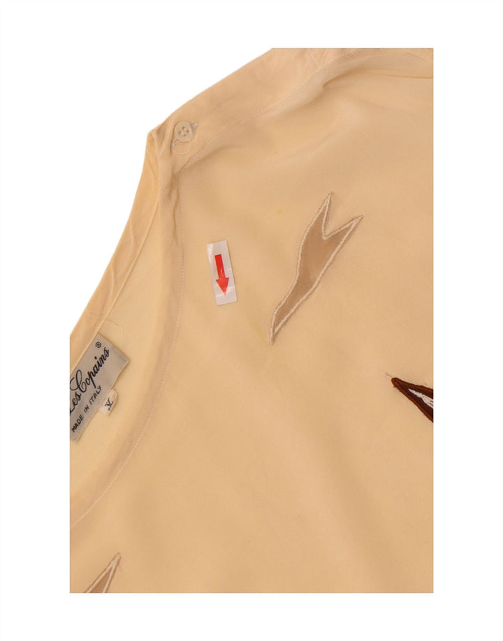 Top in camicetta trasparente da donna Les Copains UK 16 Seta a righe beige grande