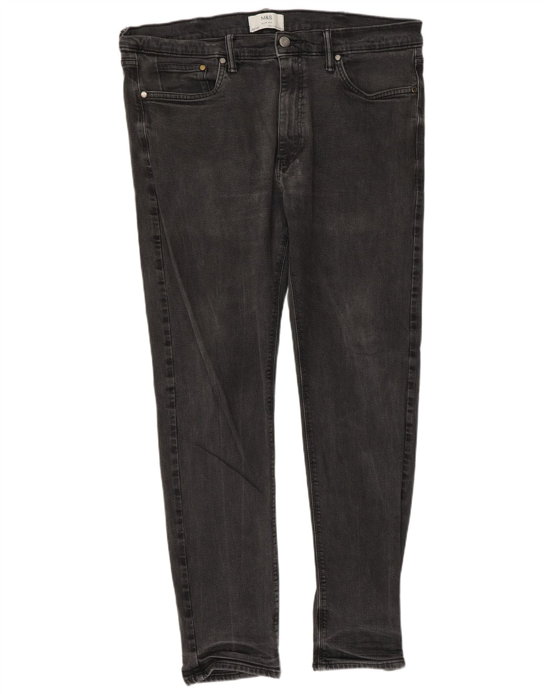 Jeans slim da uomo Marks & Spencer W38 L33 cotone grigio