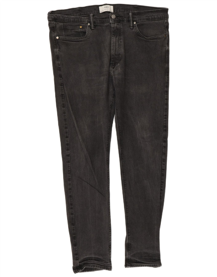 Jeans slim da uomo Marks & Spencer W38 L33 cotone grigio