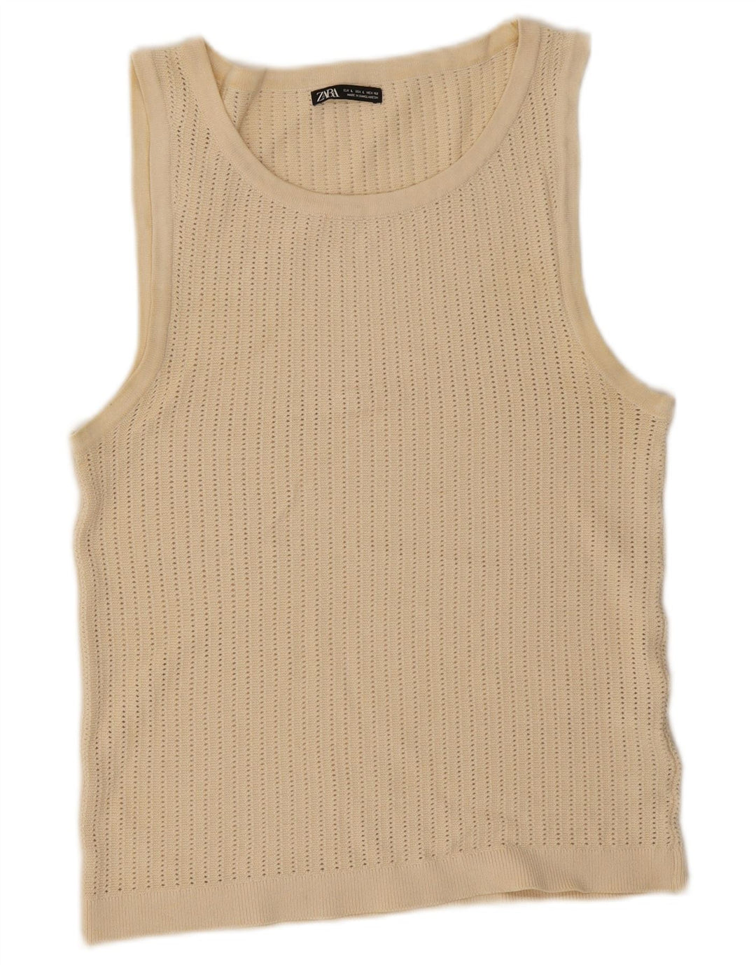 Canotta Donna Zara UK 14 Large Beige Viscosa