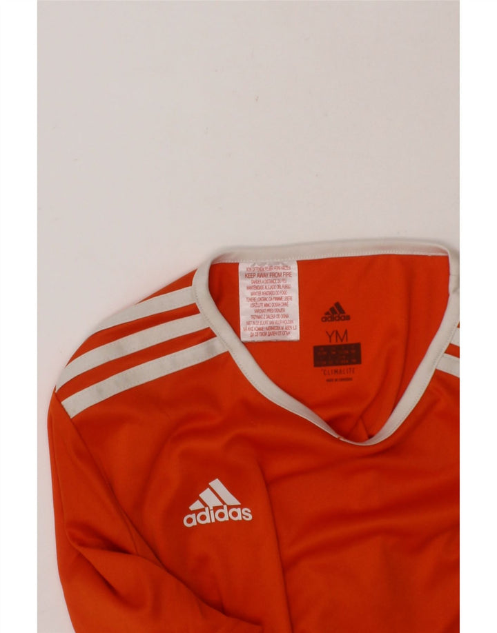 ADIDAS Boys Climalite T-Shirt Top 11-12 Years Orange Colourblock Polyester Vintage Adidas and Second-Hand Adidas from Messina Hembry 