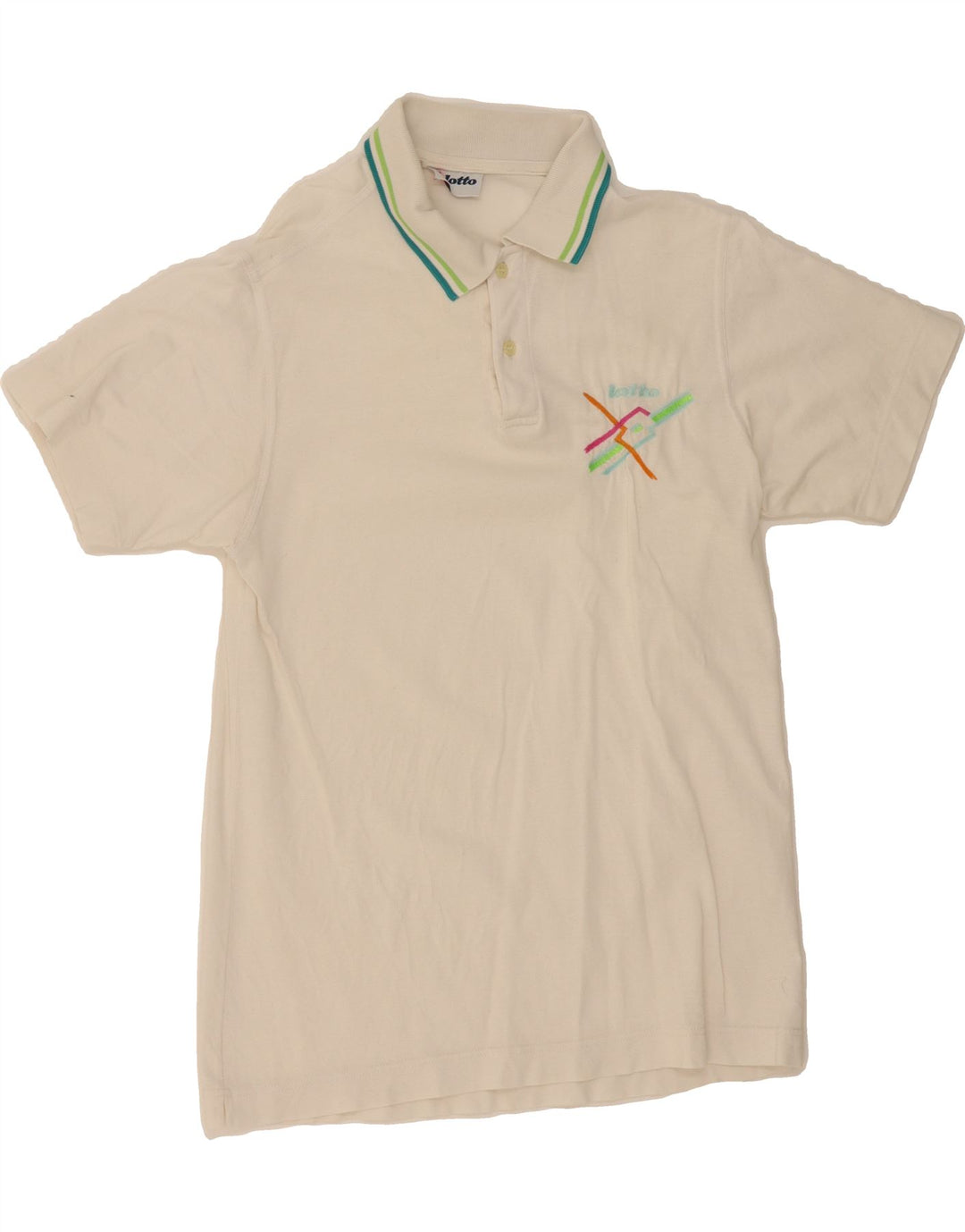 LOTTO Mens Polo Shirt Medium Off White Cotton Vintage Lotto and Second-Hand Lotto from Messina Hembry 