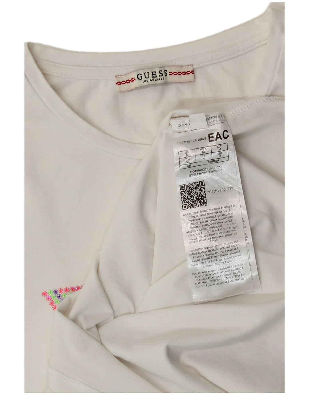 Guess T-shirt grafica da donna Top UK 12 Medium White Cotton