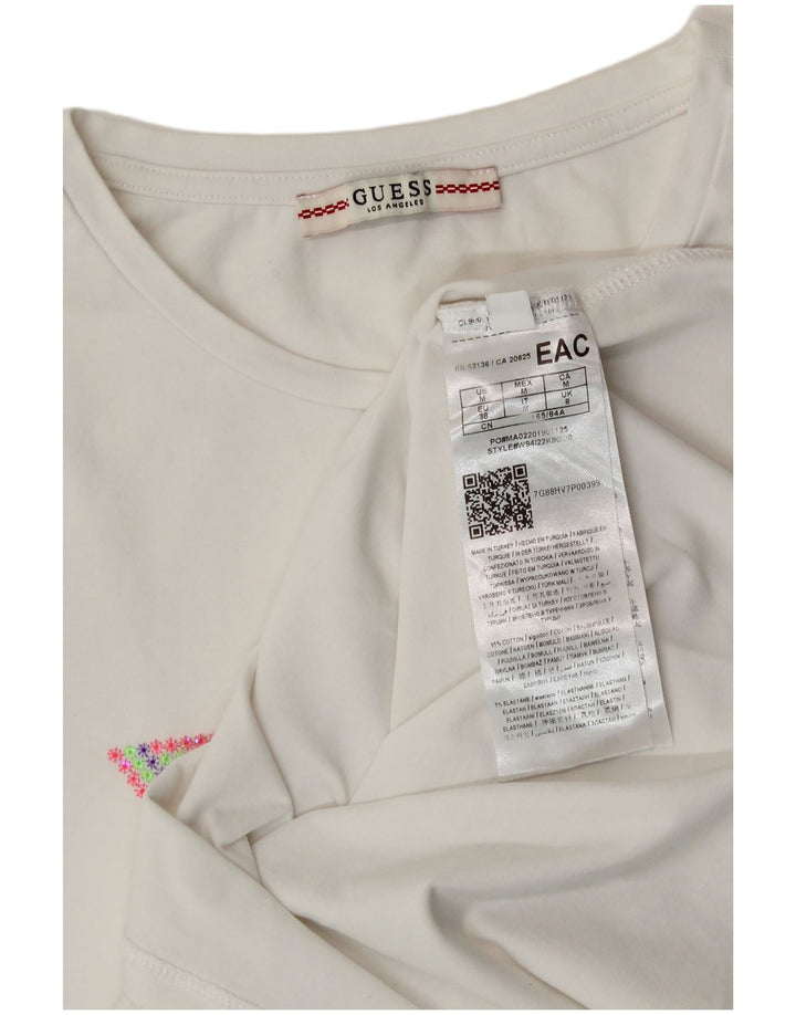 Guess T-shirt grafica da donna Top UK 12 Medium White Cotton
