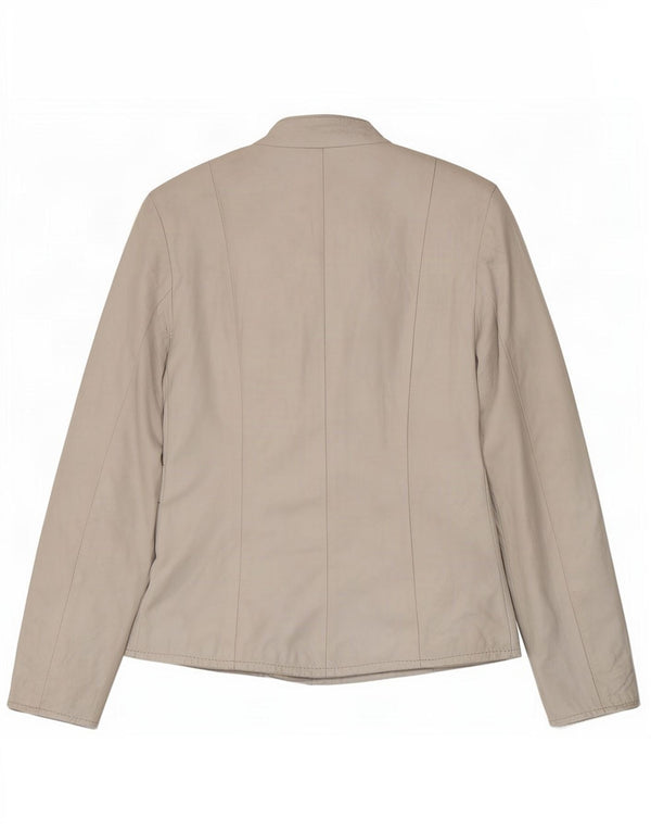 Giacca in pelle vintage da donna UK 8 piccola bianca
