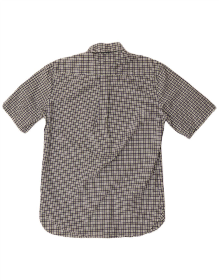 Camicia a maniche corte da uomo Tommy Hilfiger piccola in cotone a quadri blu
