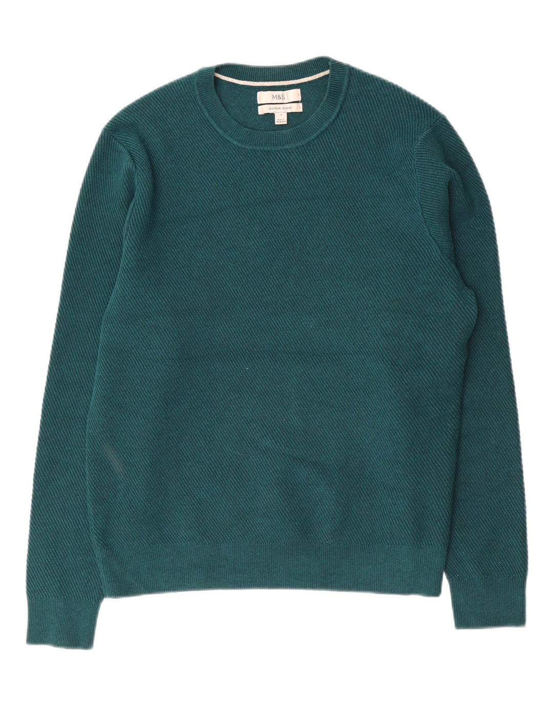 Maglione maglione girocollo da uomo Marks & Spencer piccolo cotone verde
