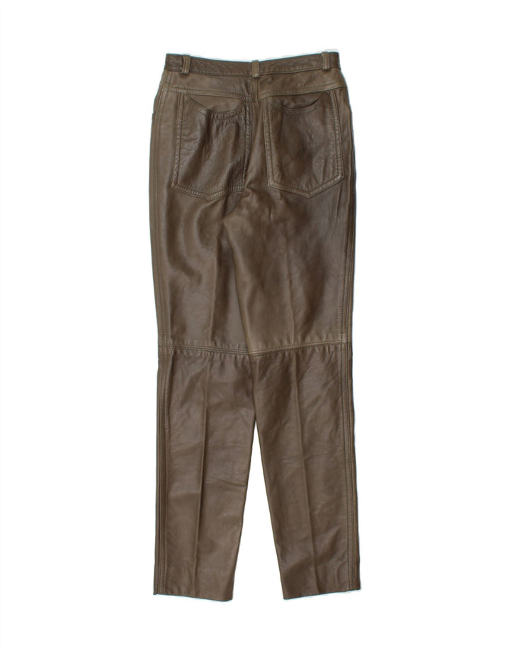 VINTAGE Womens Leather Casual Trousers IT 42 Medium W26 L30 Brown Vintage Vintage and Second-Hand Vintage from Messina Hembry 