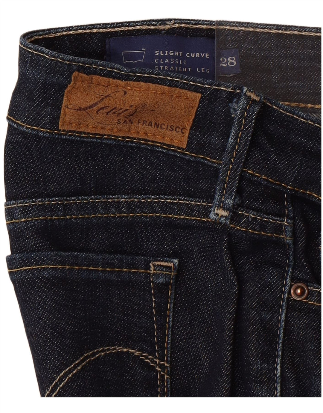 Jeans Levi's da donna con vestibilità classica leggermente curva W28 L30 blu navy