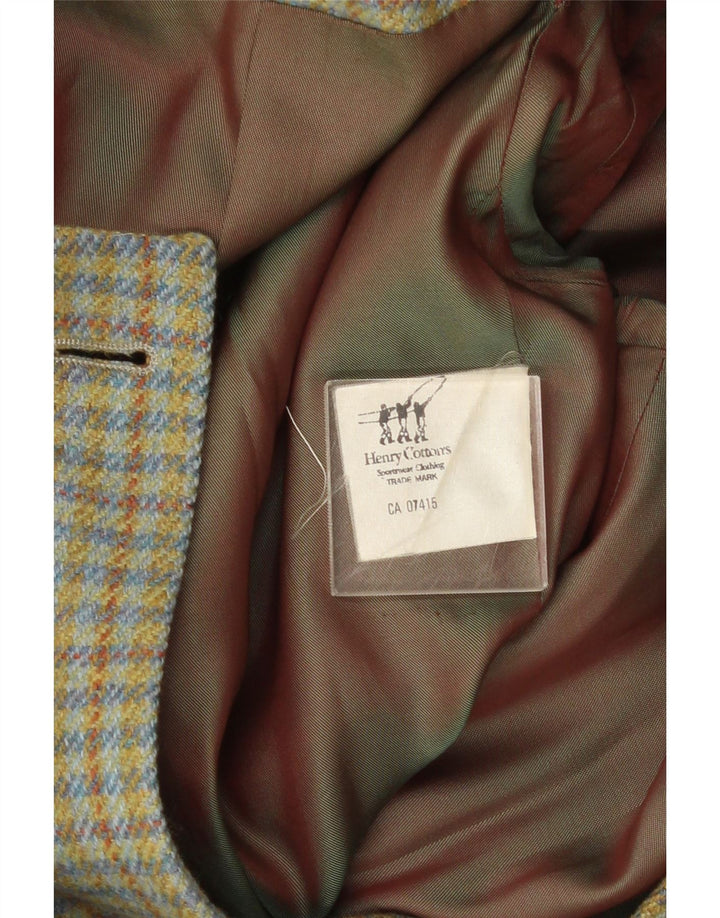 Giacca blazer a 3 bottoni da donna Henry Cottons IT 42 Lana a quadretti verde medio