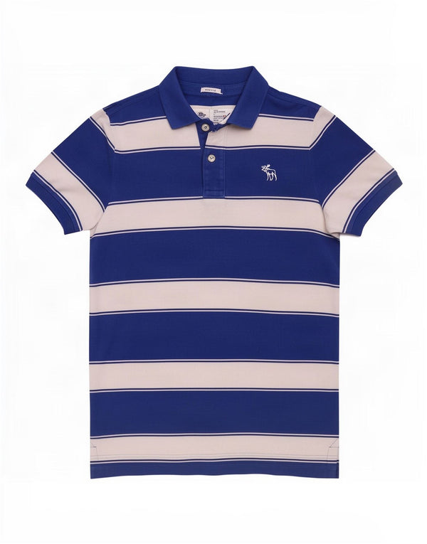 Polo Muscle da uomo Abercrombie & Fitch XL in cotone a righe blu