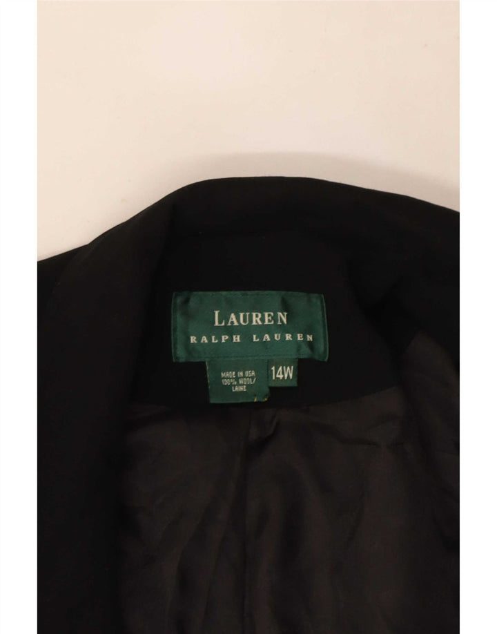 Giacca blazer a 2 bottoni da donna Ralph Lauren US 14 XL lana nera