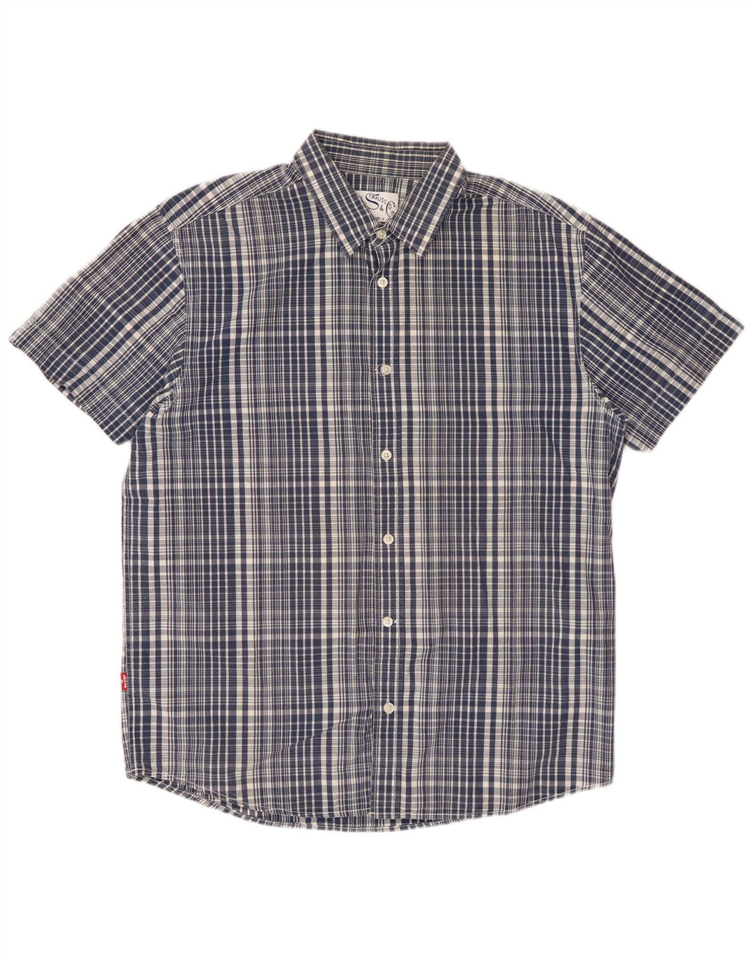 Camicia Levi's da uomo a maniche corte dal taglio classico, grande, in cotone a quadri blu navy