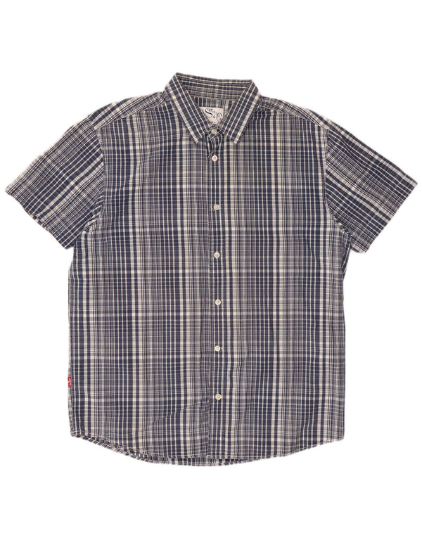Camicia Levi's da uomo a maniche corte dal taglio classico, grande, in cotone a quadri blu navy