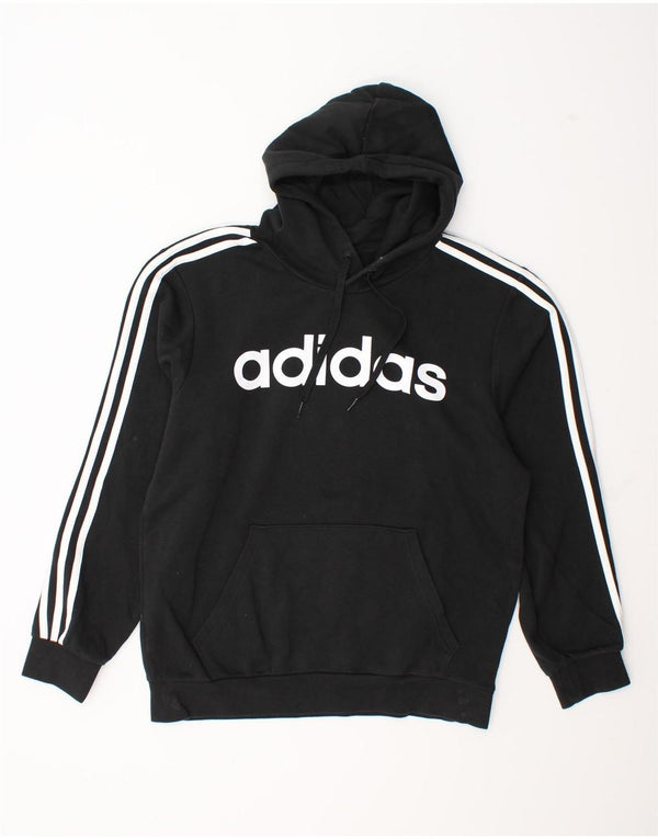 Felpa con cappuccio grafica da uomo Adidas, cotone medio nero
