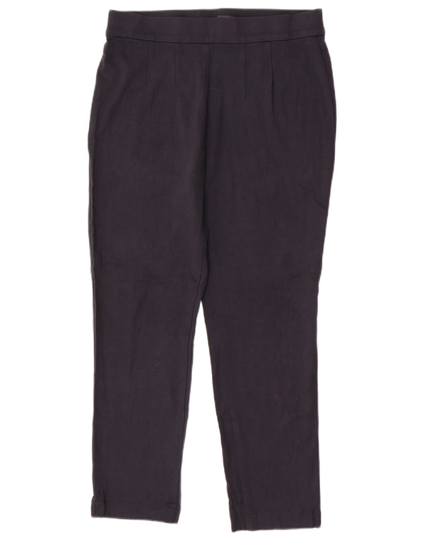 Pantaloni casual slim da donna Marks & Spencer UK 14 Large in viscosa blu navy