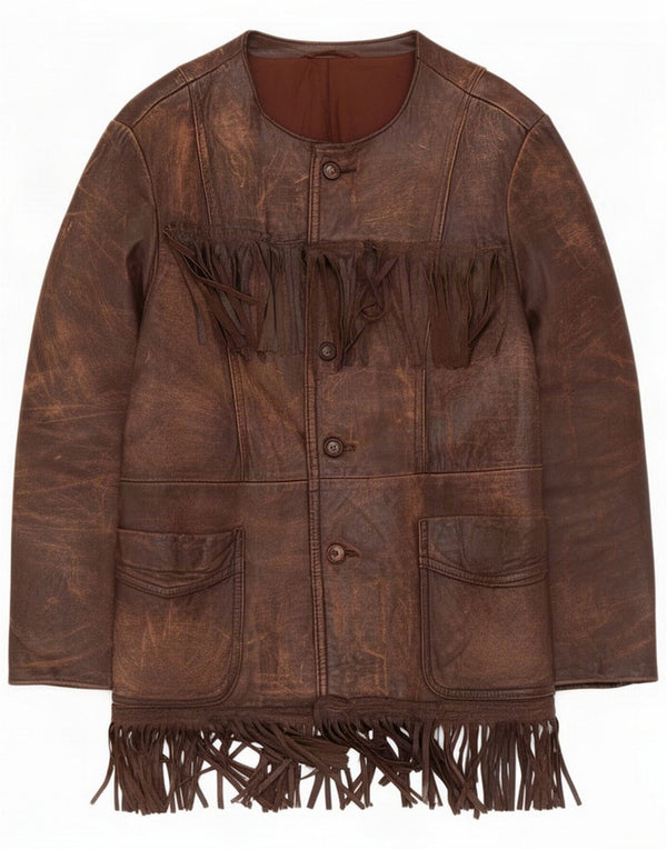 Giacca in pelle vintage da uomo UK 42 XL Marrone