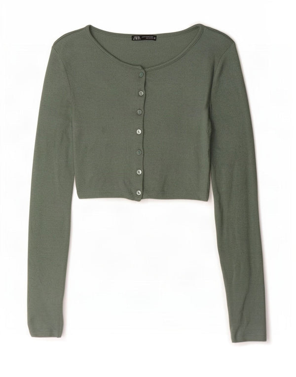 Top cardigan corto da donna Zara UK 6 XS verde