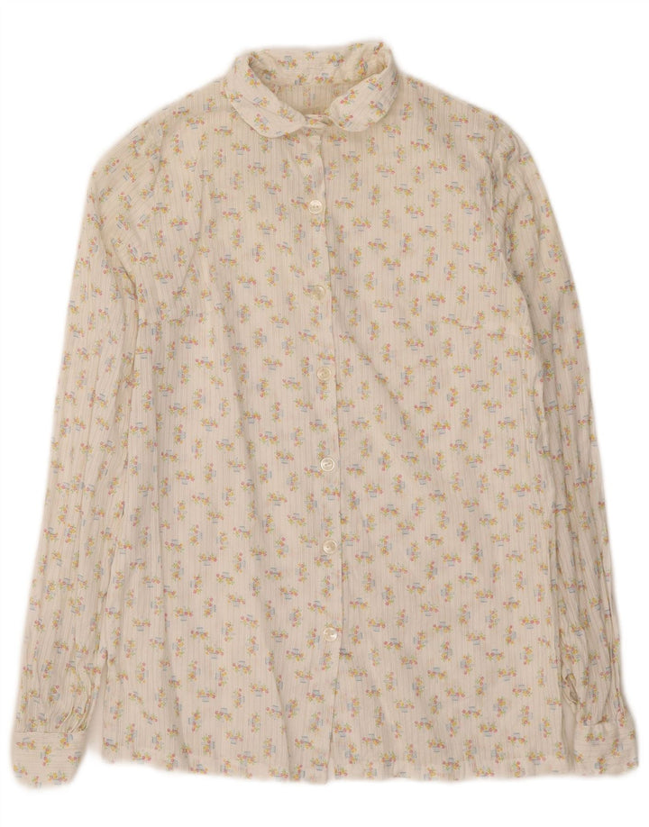 Vintage Womens Shirt UK 8 Small White Flax