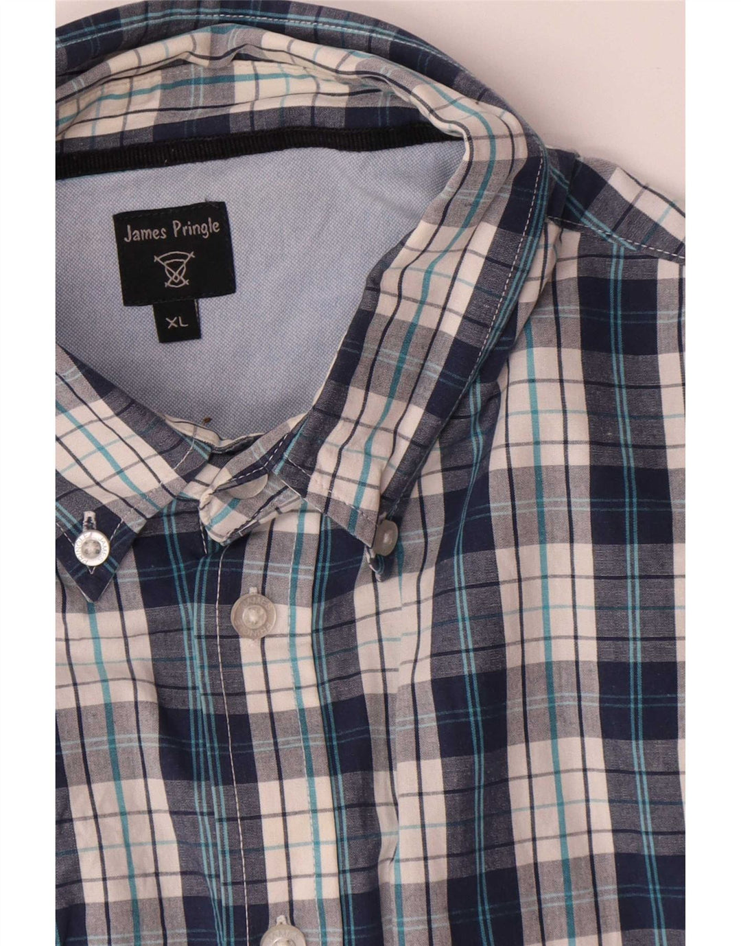 Camicia da uomo James Pringle XL in cotone a quadri blu