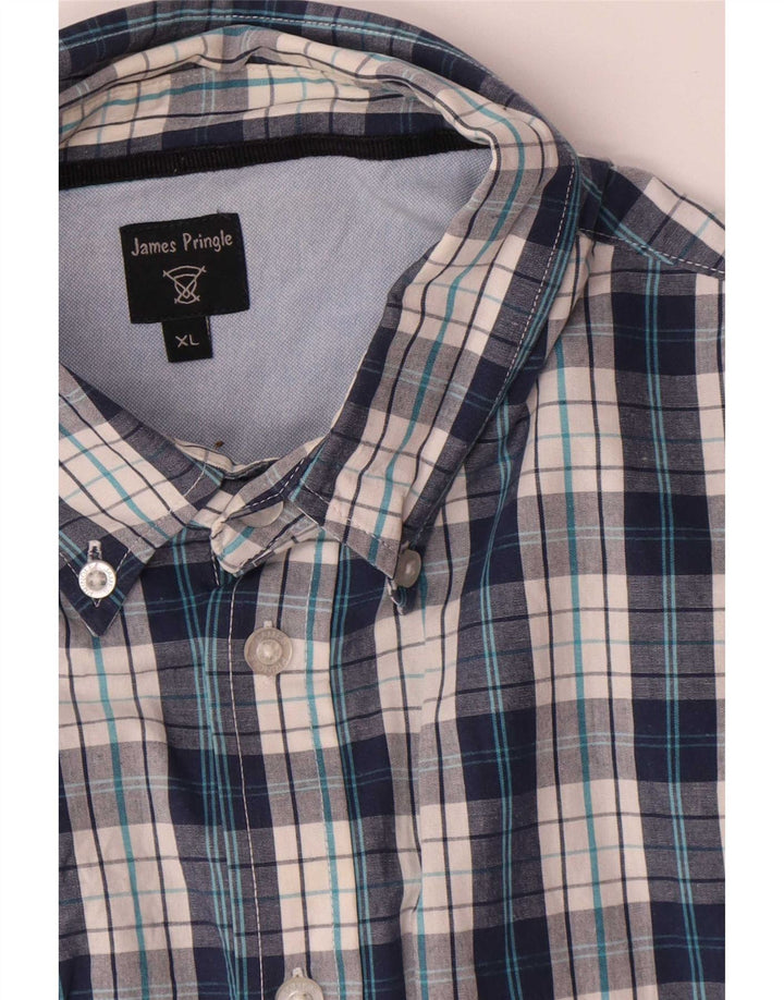 Camicia da uomo James Pringle XL in cotone a quadri blu