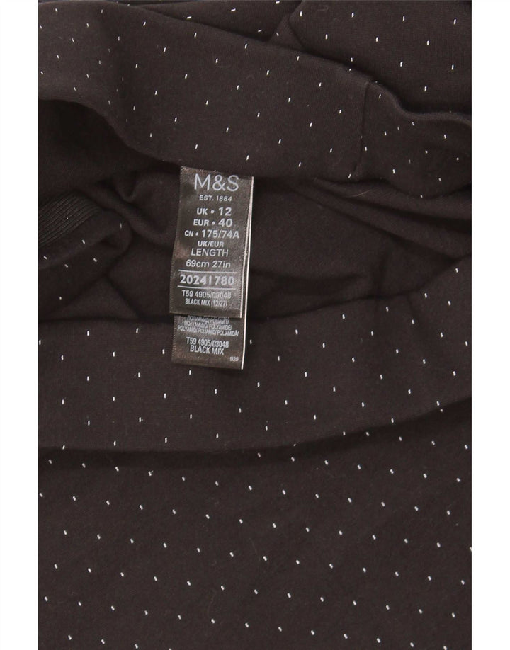 Gonna a tubino da donna Marks & Spencer UK 12 media W30 viscosa maculata nera