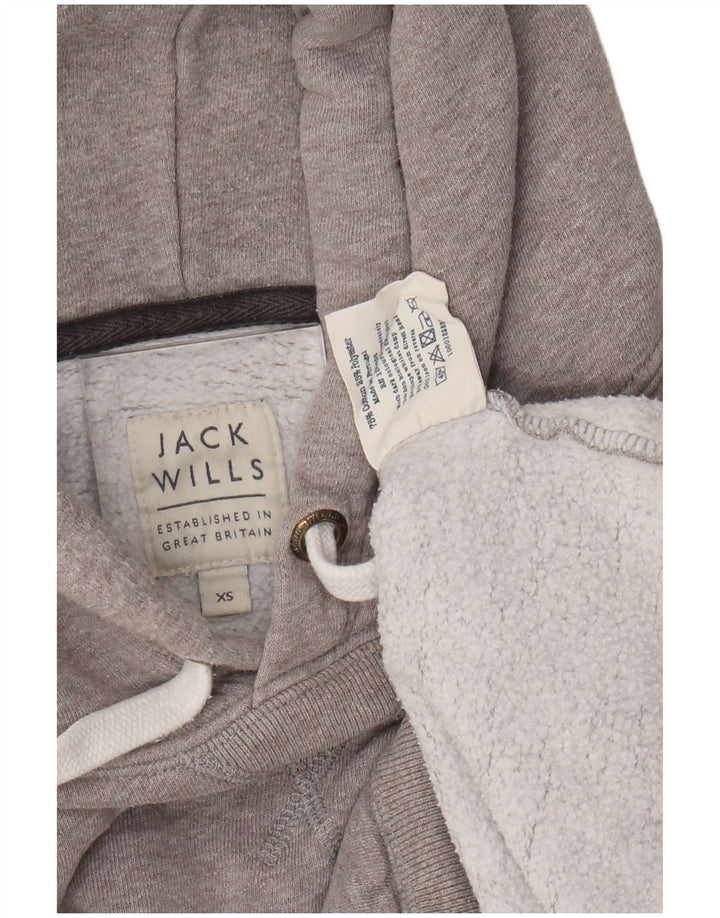 JACK WILLS Felpa con cappuccio oversize con grafica da donna UK 6 XS Cotone grigio
