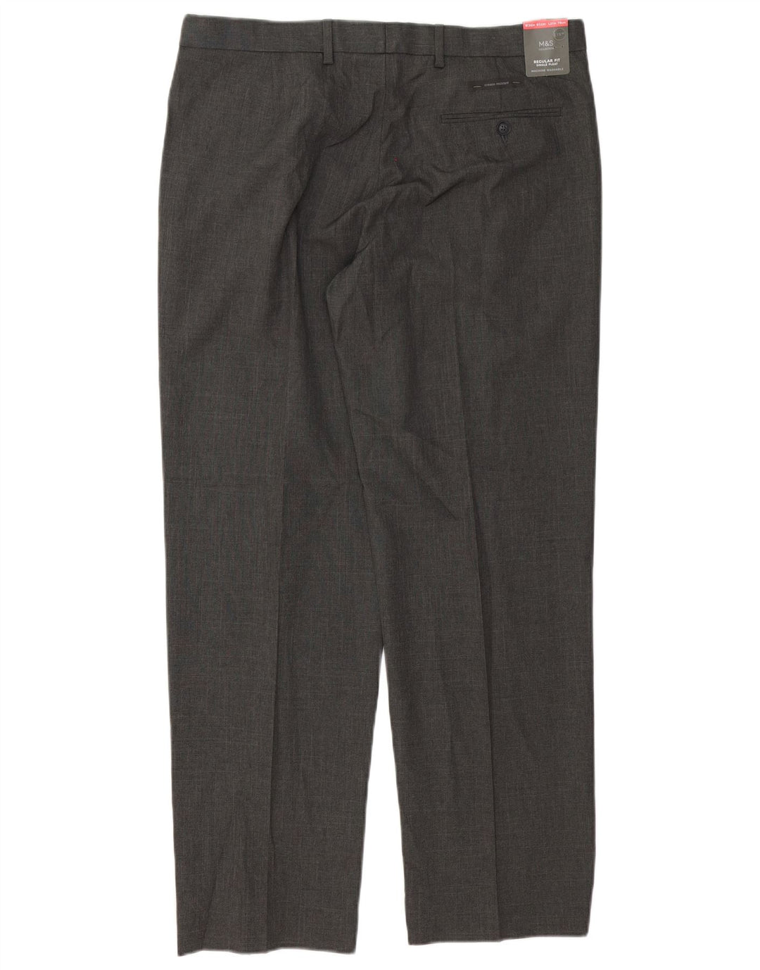 MARKS & SPENCER Pantaloni da abito vestibilità regolare da uomo W36 L31 Poliestere grigio