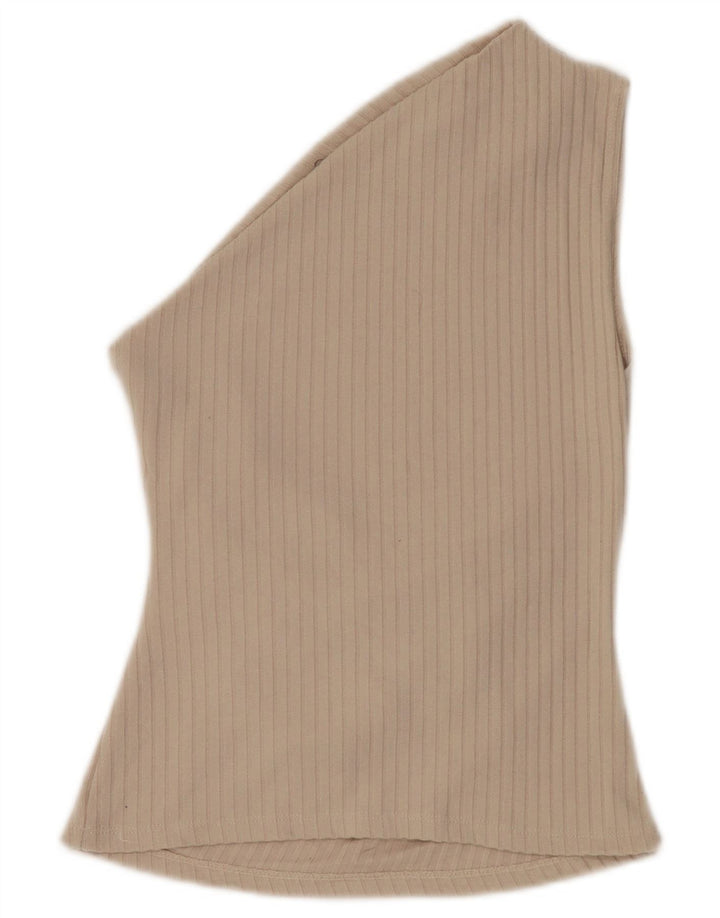 Top monospalla da donna Zara UK 8 piccolo poliestere beige